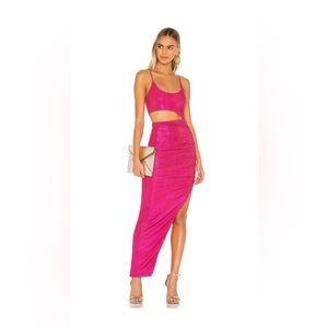 Miyah cutout dress in pink metallic by Superdown